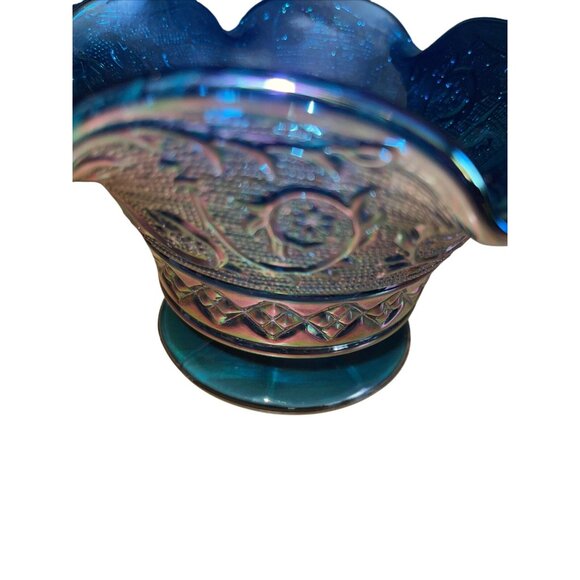 Vintage Fenton Carnival Glass Blue Bowl - Picture 4 of 16